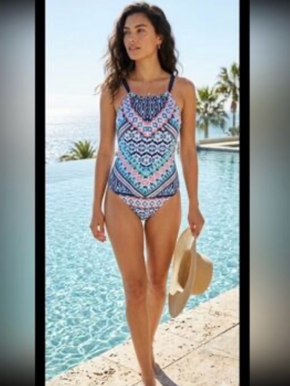 NWT Christina Swimwear Halter Style swimsuit. Vibrant colors, size 8D. Beautiful